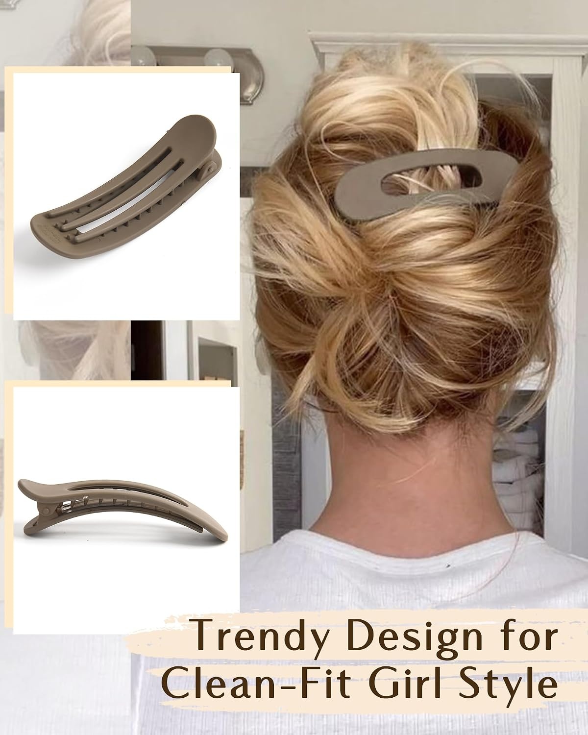 image:imageYANIBEST Flat Hair Claw Clips for Women  Stylish Lay Flat Claw Clips for All Hair Types  Chic Hair Accessories for Girls 5pc Pink