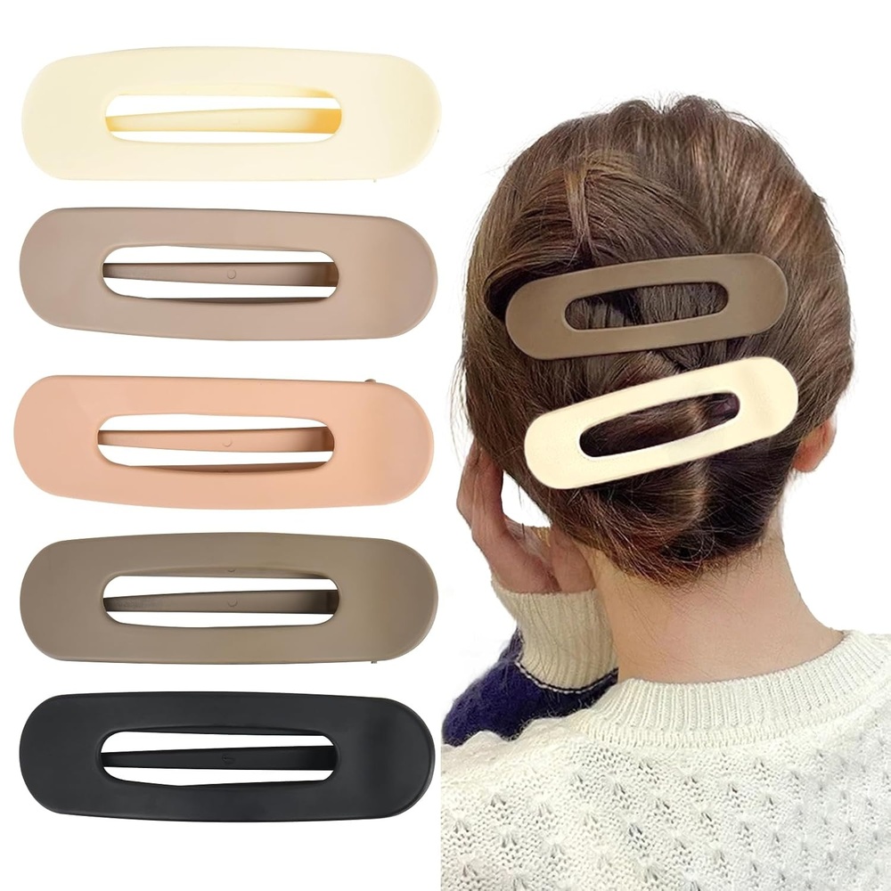 image:imageYANIBEST Flat Hair Claw Clips for Women  Stylish Lay Flat Claw Clips for All Hair Types  Chic Hair Accessories for Girls 5pc Pink