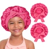 image:imageYANIBEST 2 PCS Soft Satin Bonnet Overnight Protection Kids Toddler Baby  Buttersatin Sleep Cap Reduce Frizz Maintain Moisture Curly Natural Hair Infant Newborn Girls BoysHot Pink