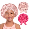 image:imageYANIBEST 2 PCS Soft Satin Bonnet Overnight Protection Kids Toddler Baby  Buttersatin Sleep Cap Reduce Frizz Maintain Moisture Curly Natural Hair Infant Newborn Girls BoysAapink