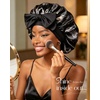 image:imageYANIBEST Adjustable Silk Bonnet for Sleeping Women Double Layer Satin Bonnet Reduce Friction Prevent Frizz Curly HairBlackgold Leaf