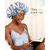 image:imageYANIBEST Adjustable Silk Bonnet for Sleeping Women Double Layer Satin Bonnet Reduce Friction Prevent Frizz Curly HairBlue
