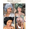 image:imageYANIBEST Adjustable Silk Bonnet for Sleeping Women Double Layer Satin Bonnet Reduce Friction Prevent Frizz Curly HairBlue
