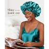 image:imageYANIBEST Adjustable Silk Bonnet for Sleeping Women Double Layer Satin Bonnet Reduce Friction Prevent Frizz Curly HairBlue Zircon