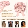 image:imageYANIBEST Adjustable Silk Bonnet for Sleeping Women Double Layer Satin Bonnet Reduce Friction Prevent Frizz Curly HairBlush Pink