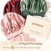 image:imageYANIBEST Adjustable Silk Bonnet for Sleeping Women Double Layer Satin Bonnet Reduce Friction Prevent Frizz Curly HairBlush Pink