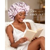 image:imageYANIBEST Adjustable Silk Bonnet for Sleeping Women Double Layer Satin Bonnet Reduce Friction Prevent Frizz Curly HairButterfly