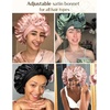 image:imageYANIBEST Adjustable Silk Bonnet for Sleeping Women Double Layer Satin Bonnet Reduce Friction Prevent Frizz Curly HairPurple Pink