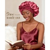 image:imageYANIBEST Adjustable Silk Bonnet for Sleeping Women Double Layer Satin Bonnet Reduce Friction Prevent Frizz Curly HairPurple Pink