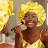 image:imageYANIBEST Adjustable Silk Bonnet for Sleeping Women Double Layer Satin Bonnet Reduce Friction Prevent Frizz Curly HairYellow
