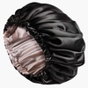image:imageYANIBEST Baby Satin Bonnet Sleep Cap  Double Layer Reversible Adjustable Silky Satin Cap for Infant Toddler636 MonthsHot PinkAbblack