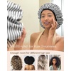 image:imageYanibest Shower Cap Reusable Waterproof Double Layer Shower Caps for Women  Washable Shower Bonnet with Soft NonSlip Elastic Band Bath Hair Hat for Most Hair TypesStripe