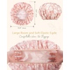 image:imageYanibest Shower Cap Reusable Waterproof Double Layer Shower Caps for Women  Washable Shower Bonnet with Soft NonSlip Elastic Band Bath Hair Hat for Most Hair Typespinkleaves