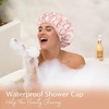 image:imageYanibest Shower Cap Reusable Waterproof Double Layer Shower Caps for Women  Washable Shower Bonnet with Soft NonSlip Elastic Band Bath Hair Hat for Most Hair Typespinkleaves
