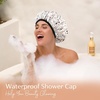 image:imageYanibest Shower Cap Reusable Waterproof Double Layer Shower Caps for Women  Washable Shower Bonnet with Soft NonSlip Elastic Band Bath Hair Hat for Most Hair TypesWhitedot