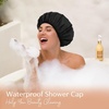 image:imageYanibest Shower Cap Reusable Waterproof Double Layer Shower Caps for Women  Washable Shower Bonnet with Soft NonSlip Elastic Band Bath Hair Hat for Most Hair TypesBlack