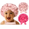 image:imageYANIBEST 2 PCS Soft Satin Bonnet Overnight Protection Kids Toddler Baby  Buttersatin Sleep Cap Reduce Frizz Maintain Moisture Curly Natural Hair Infant Newborn Girls BoysHot Pink