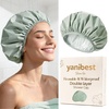 image:imageYanibest Shower Cap Reusable Waterproof Double Layer Shower Caps for Women  Washable Shower Bonnet with Soft NonSlip Elastic Band Bath Hair Hat for Most Hair TypesGreen