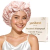 image:imageYanibest Shower Cap for Women Reusable Waterproof Adjustable Hair Cap  NonSlip Durable amp Cute Washable Bath Hair HatPink