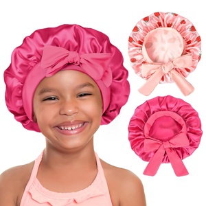 image:imageYANIBEST 2 PCS Soft Satin Bonnet Overnight Protection Kids Toddler Baby  Buttersatin Sleep Cap Reduce Frizz Maintain Moisture Curly Natural Hair Infant Newborn Girls BoysHotpinkpink