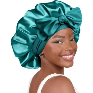 image:imageYANIBEST Adjustable Silk Bonnet for Sleeping Women Double Layer Satin Bonnet Reduce Friction Prevent Frizz Curly HairBlue Zircon