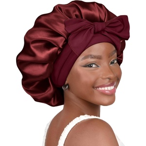 image:imageYANIBEST Adjustable Silk Bonnet for Sleeping Women Double Layer Satin Bonnet Reduce Friction Prevent Frizz Curly HairBurgundy