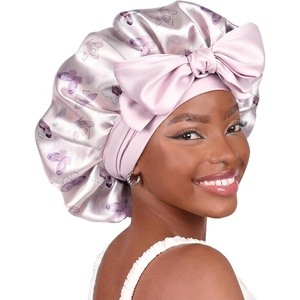 image:imageYANIBEST Adjustable Silk Bonnet for Sleeping Women Double Layer Satin Bonnet Reduce Friction Prevent Frizz Curly HairButterfly