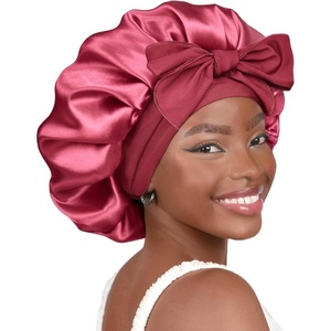 image:imageYANIBEST Adjustable Silk Bonnet for Sleeping Women Double Layer Satin Bonnet Reduce Friction Prevent Frizz Curly HairPurple Pink