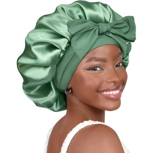 image:imageYANIBEST Adjustable Silk Bonnet for Sleeping Women Double Layer Satin Bonnet Reduce Friction Prevent Frizz Curly HairSage